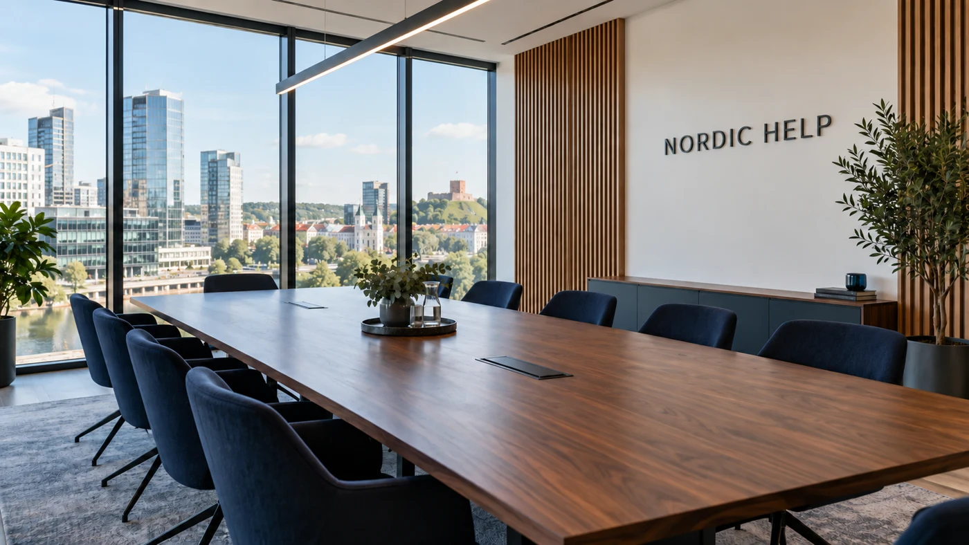 Illustration av Nordic Helps mötesrum